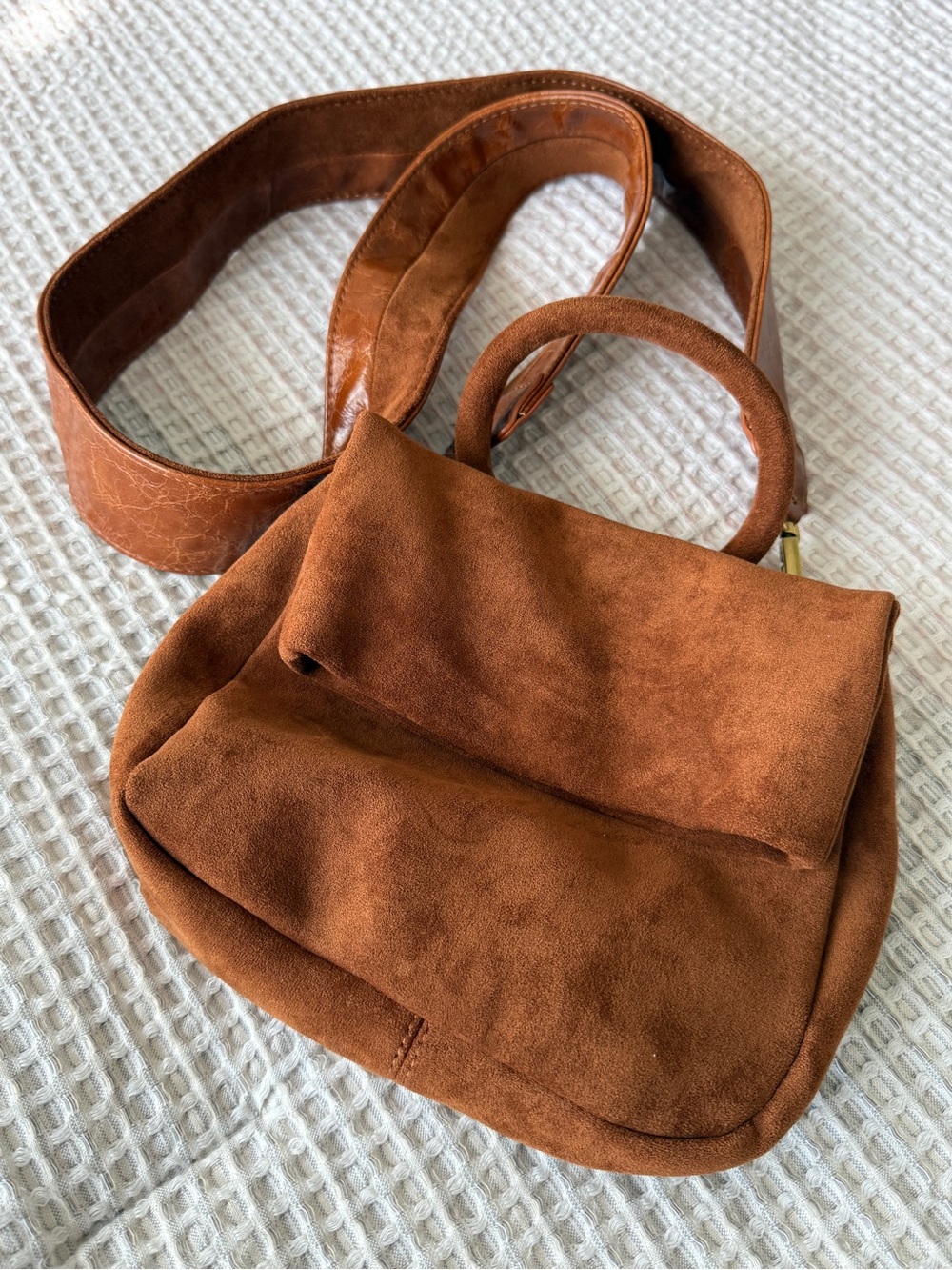 Anthropologie Vegan Suede Convertible Crossbody Handbag Purse 🤎🤍